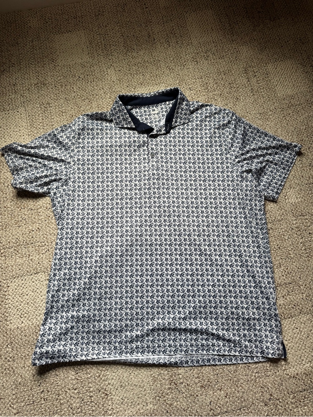 PUMA Golf Floral Performance Polo Shirt Men’s XL White/Navy